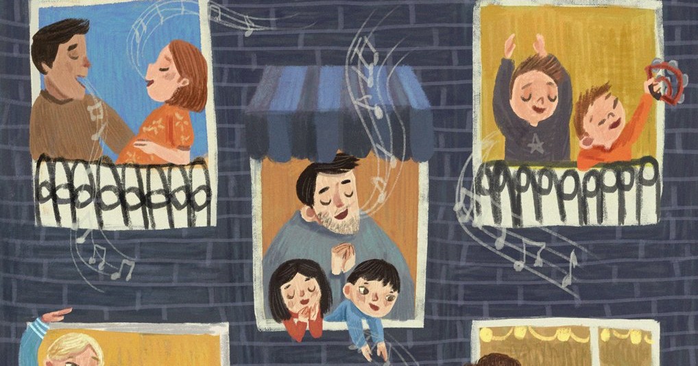 Illustration inspired how the Italians sang on the balcony during the coronavirus quarantine. Made by Lenny Wen